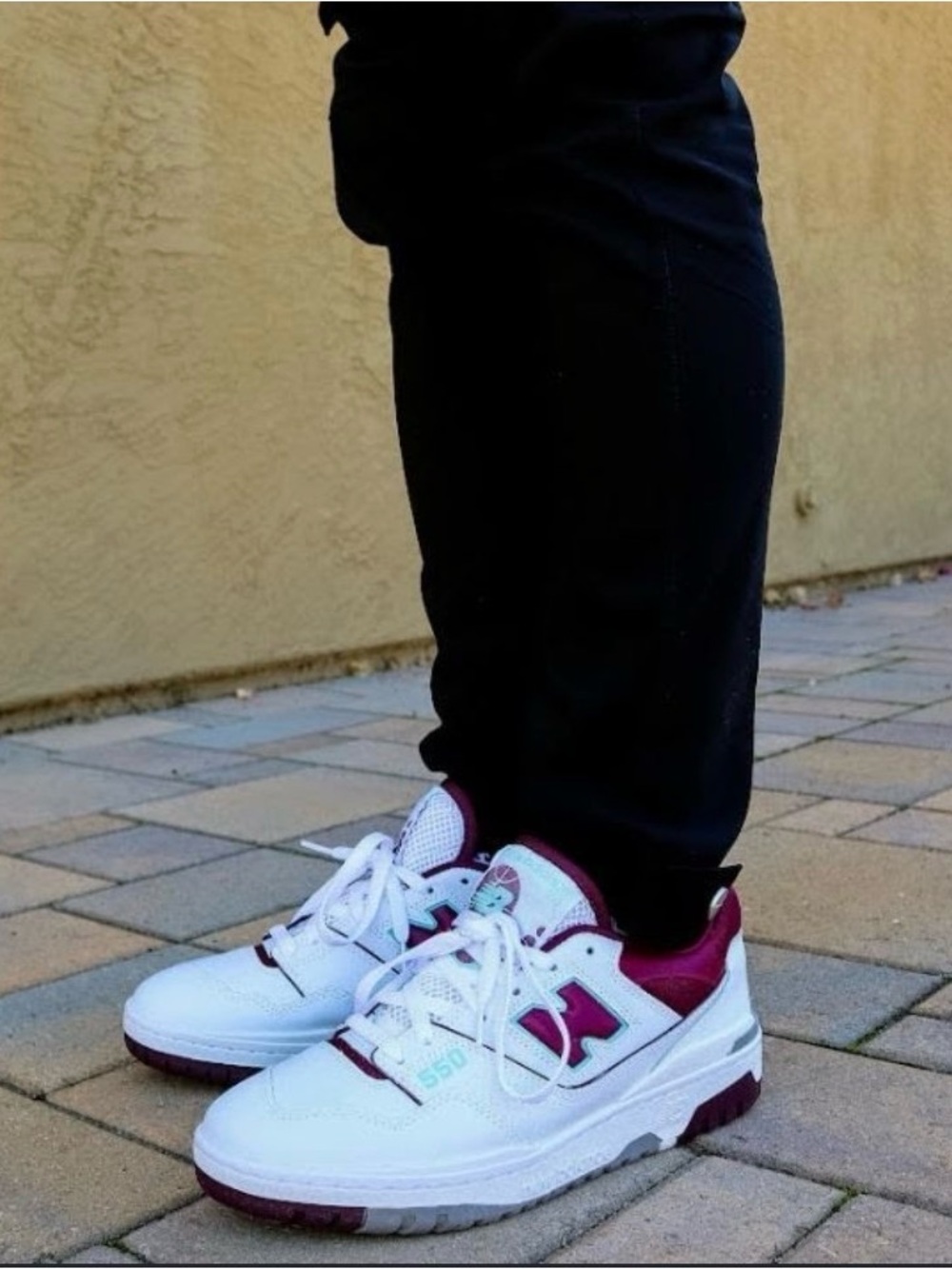 New Balance 550 White & Maroon Low-Top Sneakers